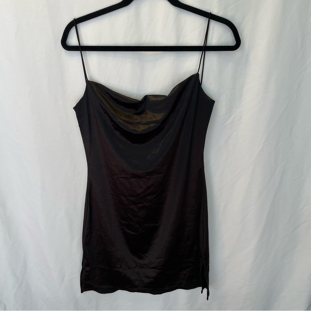 Zaful Black Satin Cowl Neck Mini Dress 10 Sexy Clubwear Cocktail Homecoming